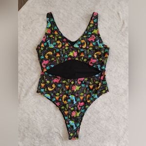 Women Size 2X Colorful Dino Swimsuit One-Piece